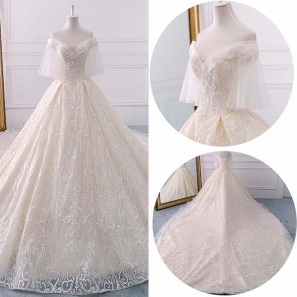 real robe de mariage wedding dresses 2019 a-line lace up back court train off the shoulder beads custom made vestidos de novia bridal gown, White
real robe de mariage wedding dresses 2019 a-line lace up back court train off the shoulder beads custom made vestidos de novia bridal gown, White