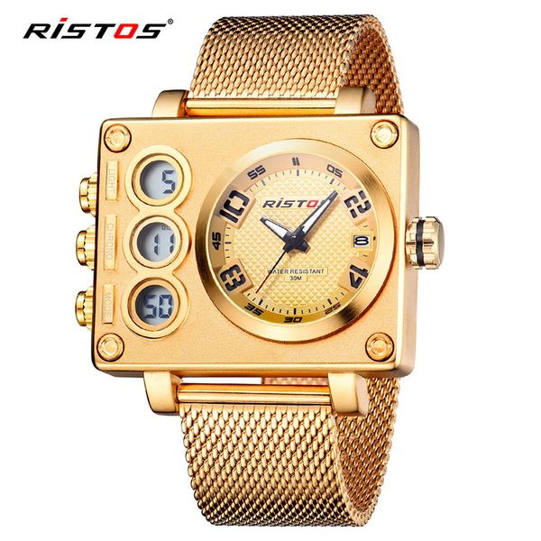 ristos male fashion wristwatch relojes masculino chronograph multifunction men sports mesh steel analog watches digital 9362, Slivery;brown
ristos male fashion wristwatch relojes masculino chronograph multifunction men sports mesh steel analog watches digital 9362, Slivery;brown