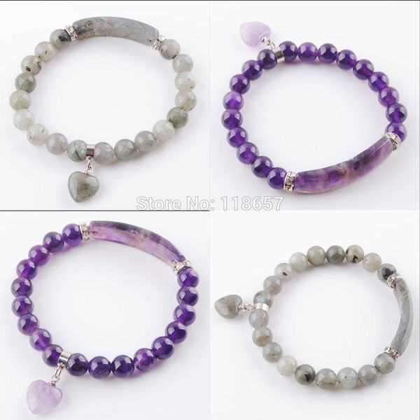 yowost natural stone beads strand bracelets heart shape silver-color fitting women jewelry love gifts ibk335, Black
yowost natural stone beads strand bracelets heart shape silver-color fitting women jewelry love gifts ibk335, Black