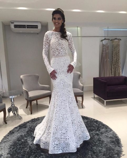 2019 winter full lace wedding dress long sleeve bateau neck simple design floor length bridal gowns custom size, White
2019 winter full lace wedding dress long sleeve bateau neck simple design floor length bridal gowns custom size, White