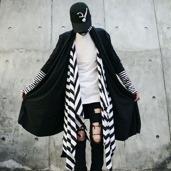 fake two pieces plus size edge mens designer patchwork stripe layered shawl collar long jacket cardigan male long drape cape top, Tan;black
fake two pieces plus size edge mens designer patchwork stripe layered shawl collar long jacket cardigan male long drape cape top, Tan;black