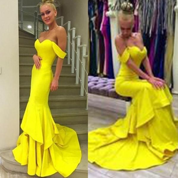 off the shoulder yellow evening gowns long with sleeves mermaid satin fabric backless floor length for women prom formal dresses, Black;red
off the shoulder yellow evening gowns long with sleeves mermaid satin fabric backless floor length for women prom formal dresses, Black;red