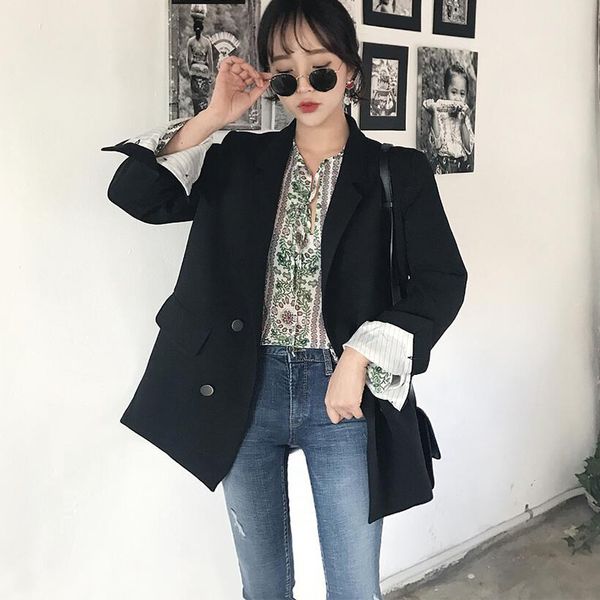 small suit women's jacket long section 2018 spring and autumn new korean leisure wild suit loose simple, White;black
small suit women's jacket long section 2018 spring and autumn new korean leisure wild suit loose simple, White;black