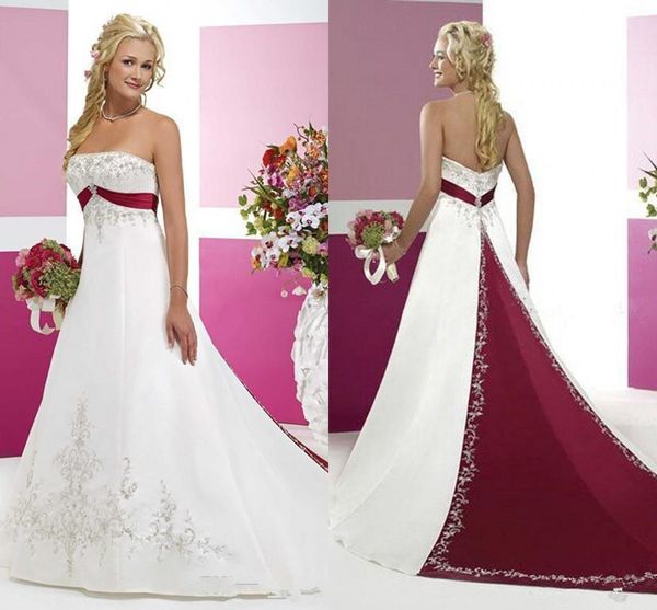burgundy and white wedding dresses 2018 modest strapless stain embroidery two tone sweep train country vintage bridal wedding gown
burgundy and white wedding dresses 2018 modest strapless stain embroidery two tone sweep train country vintage bridal wedding gown