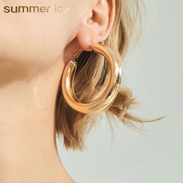 2018 new gothic punk classic simple 50mm big thick hoops earrings fashion hiphop rock jewelry statement party earrings for women wholesale, Golden;silver
2018 new gothic punk classic simple 50mm big thick hoops earrings fashion hiphop rock jewelry statement party earrings for women wholesale, Golden;silver