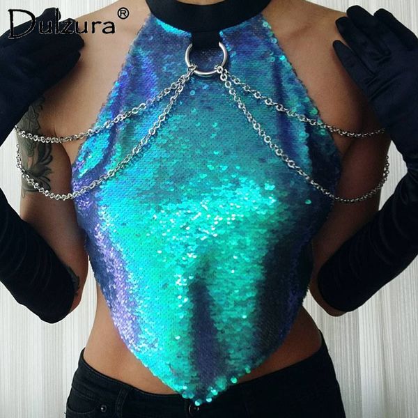 dulzura metal chain sequins glitter tank 2018 summer women backless sleeveless halter tank top, White
dulzura metal chain sequins glitter tank 2018 summer women backless sleeveless halter tank top, White