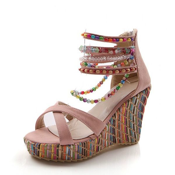 women new summer fashion sandal shoes comfortable sweet wedge high heele bohemian handmade casual beaded sandals, Black
women new summer fashion sandal shoes comfortable sweet wedge high heele bohemian handmade casual beaded sandals, Black