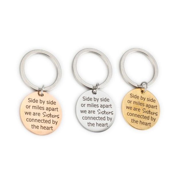 friends keychain, sister keychain, side by side or miles apart, stainless steel silver gold rose gold round keychain keyring, Slivery;golden
friends keychain, sister keychain, side by side or miles apart, stainless steel silver gold rose gold round keychain keyring, Slivery;golden