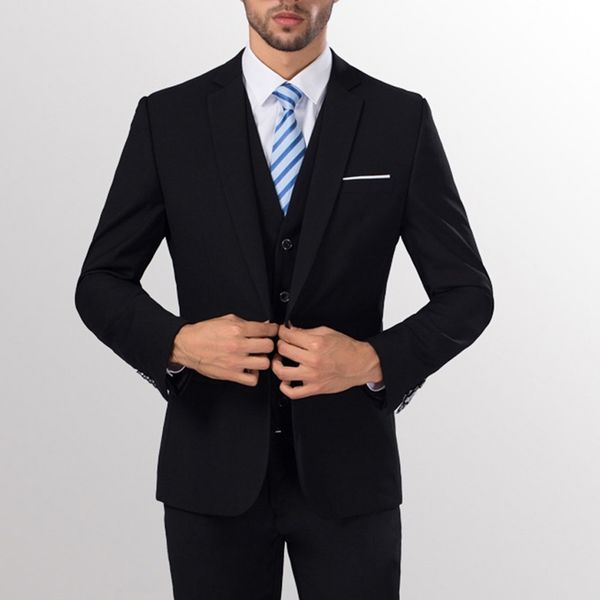 men slim fit business leisure one button formal two-piece suit for groom wedding, White;black
men slim fit business leisure one button formal two-piece suit for groom wedding, White;black