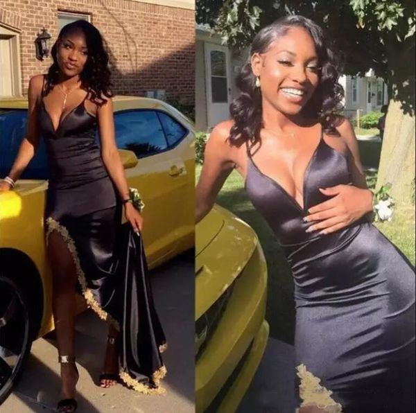 black straps spaghetti deep v neck long mermaid prom dresses side split evening party dress vintage black girls wear prom gowns
black straps spaghetti deep v neck long mermaid prom dresses side split evening party dress vintage black girls wear prom gowns