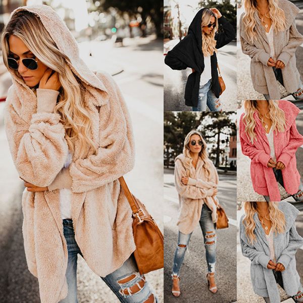 Women Open Front Pocket Coats Casual Fluffy Fleece Fur Warm Winter Outerwear Hoodie Hoody Jackets Cardigan 
Women Open Front Pocket Coats Casual Fluffy Fleece Fur Warm Winter Outerwear Hoodie Hoody Jackets Cardigan