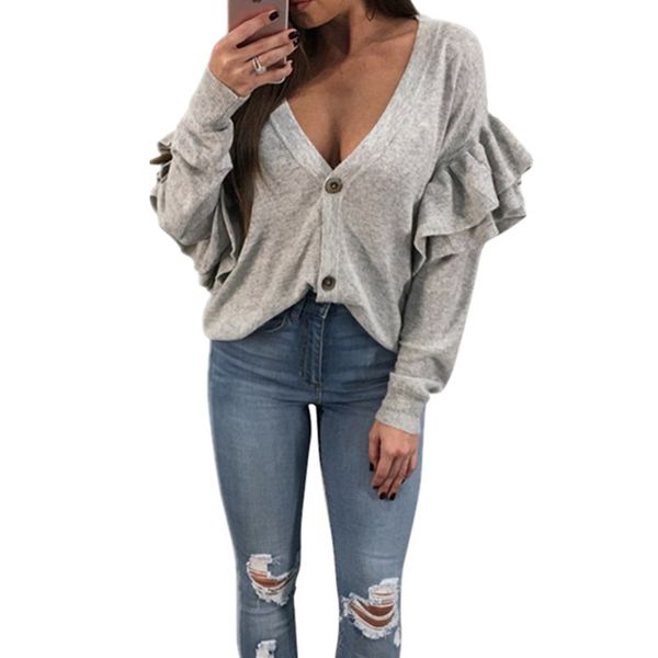autumn winter single-breasted sweater deep v knitting cardigans women casual solid ruffles batwing sleeve loose coat, White;black
autumn winter single-breasted sweater deep v knitting cardigans women casual solid ruffles batwing sleeve loose coat, White;black