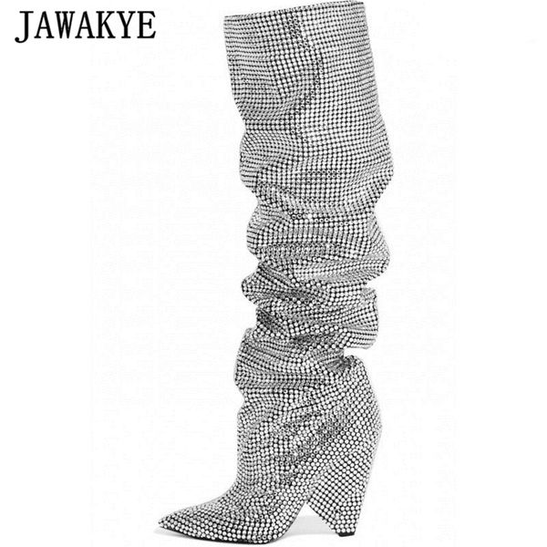 jawakye 2018 luxury crystal pointy toe knee high boots strange heel boots bling ladies rhinestone long women, Black
jawakye 2018 luxury crystal pointy toe knee high boots strange heel boots bling ladies rhinestone long women, Black