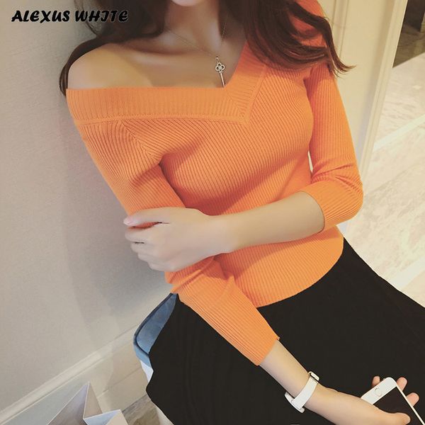 2018 spring autumn slim v-neck knit sweaters women's long-sleeved off the shoulder pullovers sweater female bottoming shirt d1892001, White;black
2018 spring autumn slim v-neck knit sweaters women's long-sleeved off the shoulder pullovers sweater female bottoming shirt d1892001, White;black