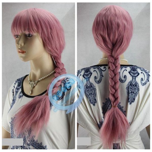 braided pigtails sen female corn perm smoke pink cosplay wig, Black;brown 
braided pigtails sen female corn perm smoke pink cosplay wig, Black;brown