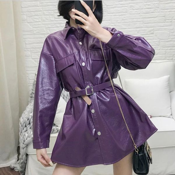2018 autumn fashion single-breasted pu leather loose long-sleeved jacket women cardigan, Black;brown
2018 autumn fashion single-breasted pu leather loose long-sleeved jacket women cardigan, Black;brown