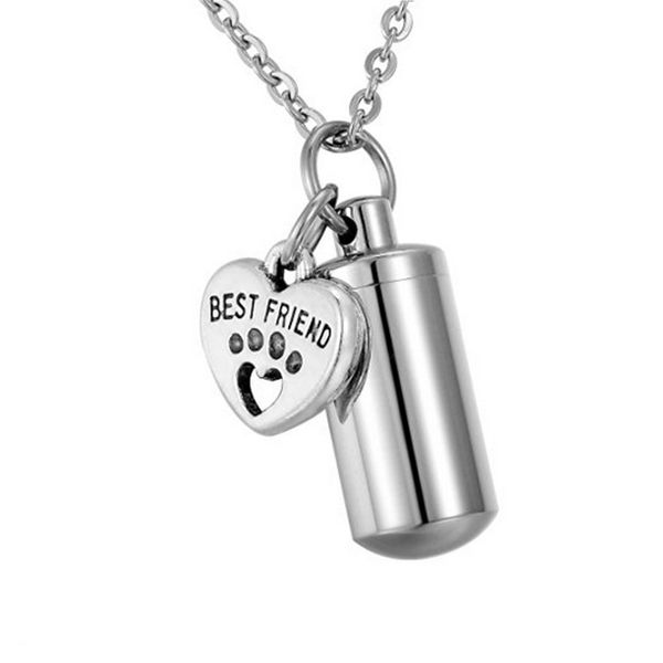 pet paw heart charm & cylinder memorial urn necklace stainless steel cremation jewelry for ashes urn necklace, Silver
pet paw heart charm & cylinder memorial urn necklace stainless steel cremation jewelry for ashes urn necklace, Silver