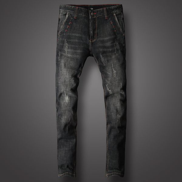 2018 newly designer men's jeans black color slim fit classical jeans stretch men denim pants brand biker homme, Blue
2018 newly designer men's jeans black color slim fit classical jeans stretch men denim pants brand biker homme, Blue