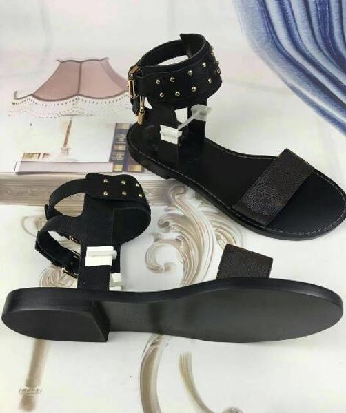 2018 summer gladiator shoes women sandals rivets genuine leather buckle strap flats, Black
2018 summer gladiator shoes women sandals rivets genuine leather buckle strap flats, Black