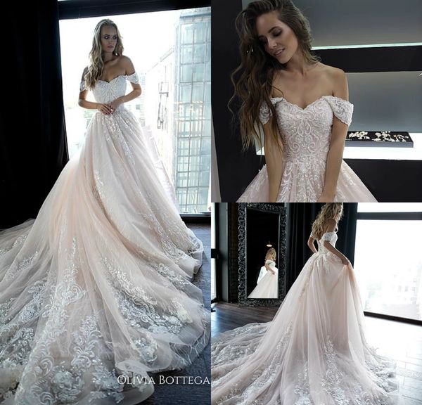 2019 olivia bottega country wedding dresses off shoulder lace appliques pearls a line light pink beach bridal gowns boho robes de mariée, White
2019 olivia bottega country wedding dresses off shoulder lace appliques pearls a line light pink beach bridal gowns boho robes de mariée, White
