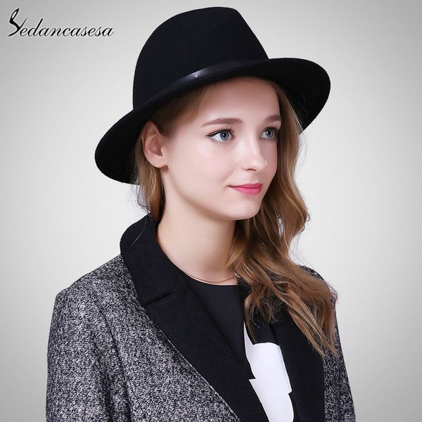 sedancasesa england style autumn winter hat for women fedora hat woman wide brim wool felt fedoras vintage ladies bonnet cap, Blue;gray
sedancasesa england style autumn winter hat for women fedora hat woman wide brim wool felt fedoras vintage ladies bonnet cap, Blue;gray