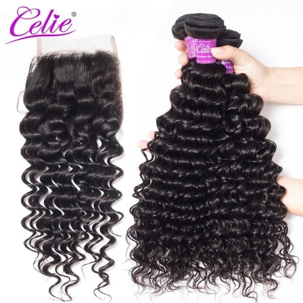 celie hair deep wave bundles & lace closure 100% remy human hair 4 pcs/lot deals brazilian weave 3 bundles with closure, Black;brown
celie hair deep wave bundles & lace closure 100% remy human hair 4 pcs/lot deals brazilian weave 3 bundles with closure, Black;brown