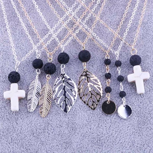 gold/silver color feather black lava necklace stone beads aromatherapy essential oil perfume diffuser pendant necklace jewelry women
gold/silver color feather black lava necklace stone beads aromatherapy essential oil perfume diffuser pendant necklace jewelry women