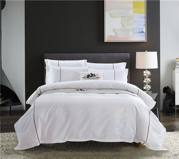 wholesale pure white luxury cotton bedding set l king size bed sheet duver quilt cover set pillowcase bed