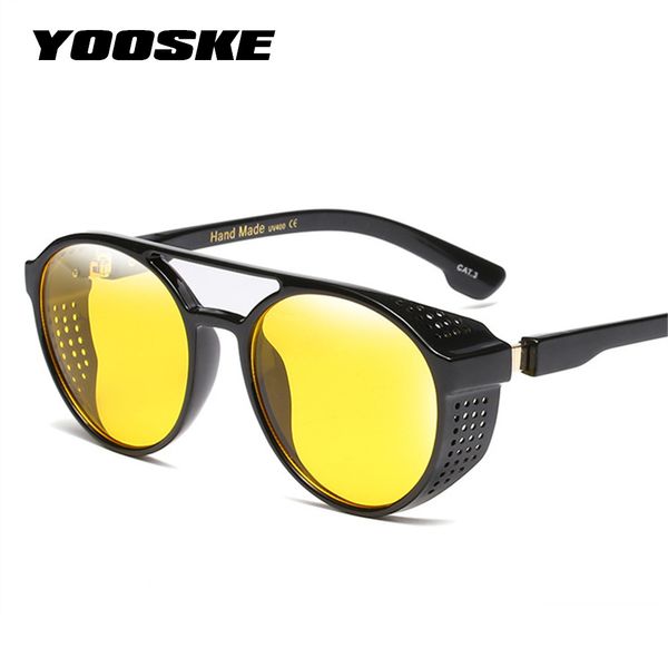 

yooske vintage round sunglasses men goggles steampunk sun glasses women brand designer retro twin-beams sunglass uv400 shades, White;black