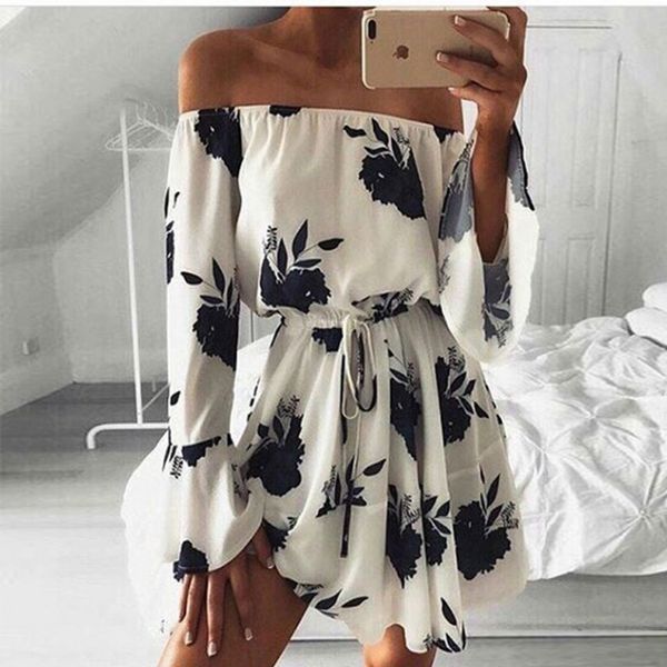shibever women summer print dress beach party mini boho dresses slash neck sundress female flare sleeve casual dress ald709, White;black
shibever women summer print dress beach party mini boho dresses slash neck sundress female flare sleeve casual dress ald709, White;black