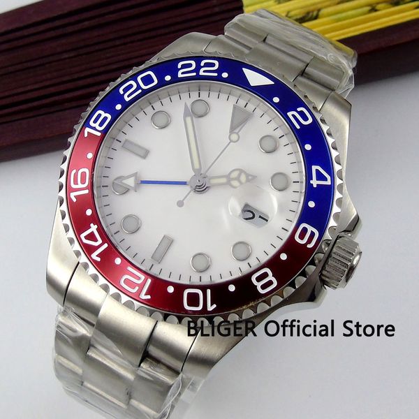 fashion bliger 43mm white sterile dial gmt function blue red bezel luminous sapphire glass automatic movement men's watch b314, Slivery;brown
fashion bliger 43mm white sterile dial gmt function blue red bezel luminous sapphire glass automatic movement men's watch b314, Slivery;brown