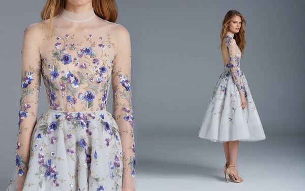 paolo sebastian tea length prom dress high neck emboridery evening gowns long sleeves backless party dresses, Black
paolo sebastian tea length prom dress high neck emboridery evening gowns long sleeves backless party dresses, Black
