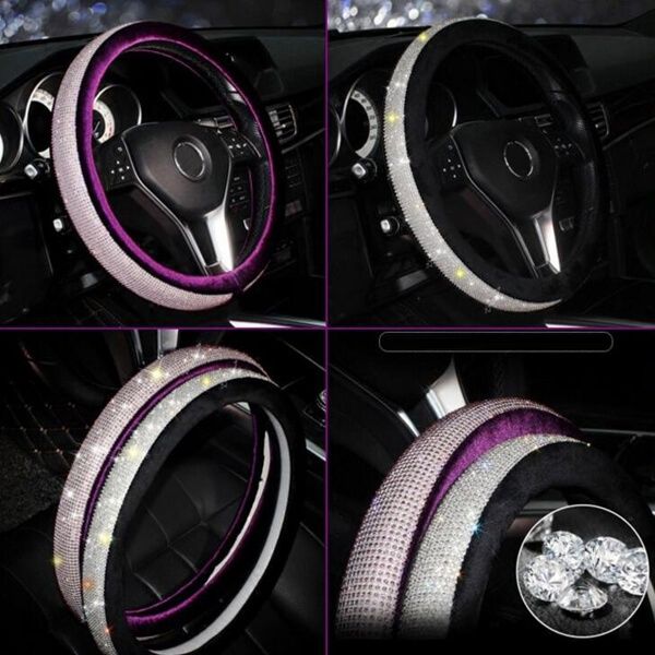 CARSHAPING Bling Bling Rhinestones Car Steering Wheel Cover Black Purple Soft Plush Handcraft Steering Wheel Covers Car Accessories
CARSHAPING Bling Bling Rhinestones Car Steering Wheel Cover Black Purple Soft Plush Handcraft Steering Wheel Covers Car Accessories