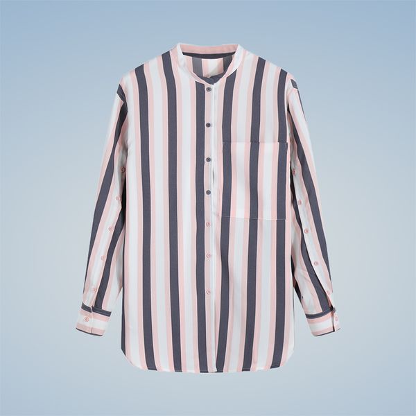 2018 new women color striped shirt stand collar buttons pockets long sleeve blouse autumn casual blusas women's shirts, White
2018 new women color striped shirt stand collar buttons pockets long sleeve blouse autumn casual blusas women's shirts, White