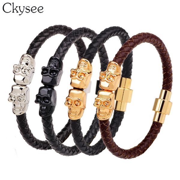 ckysee vintage round braided leather bracelets bangles with magnetic clasps skull charms bracelet for men jewelry, Golden;silver
ckysee vintage round braided leather bracelets bangles with magnetic clasps skull charms bracelet for men jewelry, Golden;silver