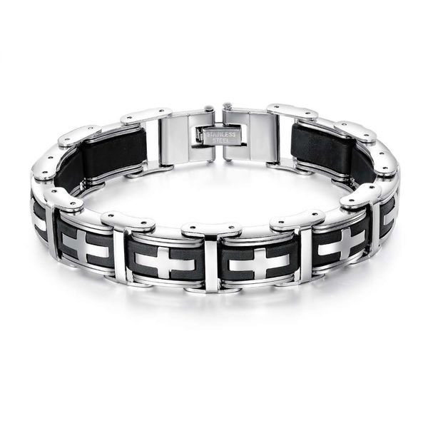 2018 fashion mens bracelets stainless steel cross silicone wristband male bangles punk chain jewelry for men gifts, Black
2018 fashion mens bracelets stainless steel cross silicone wristband male bangles punk chain jewelry for men gifts, Black