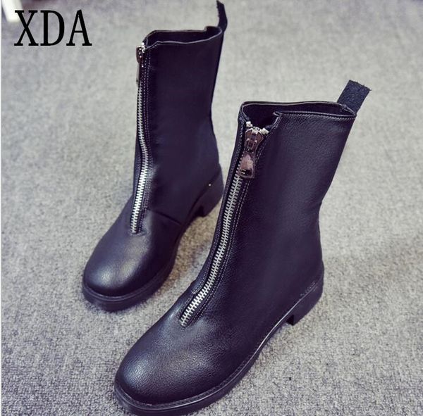 xda fashion 2017 new round head british zipper boots women fall winter fashion low thick heel boots w87, Black
xda fashion 2017 new round head british zipper boots women fall winter fashion low thick heel boots w87, Black