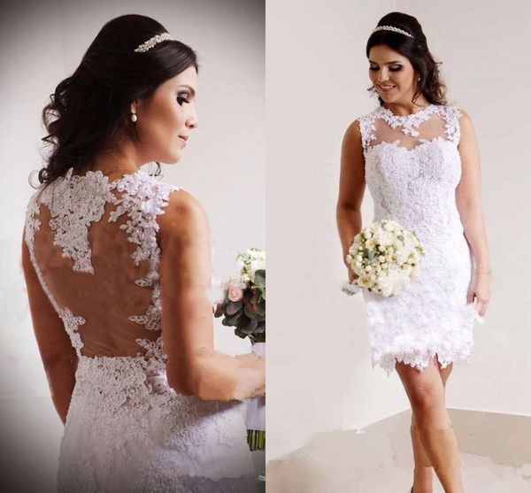 a-line short wedding dresses 2019 lace robe de marrige see through back boho beach wedding dresses bridal informal gown, White
a-line short wedding dresses 2019 lace robe de marrige see through back boho beach wedding dresses bridal informal gown, White