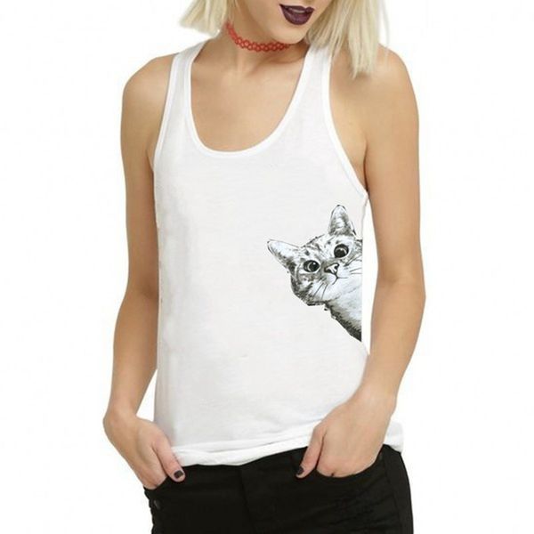 summer women tank kawaii cat look out vest sleeveless cropped blusas casual camisole vest shirts woman clothes a1, White 
summer women tank kawaii cat look out vest sleeveless cropped blusas casual camisole vest shirts woman clothes a1, White