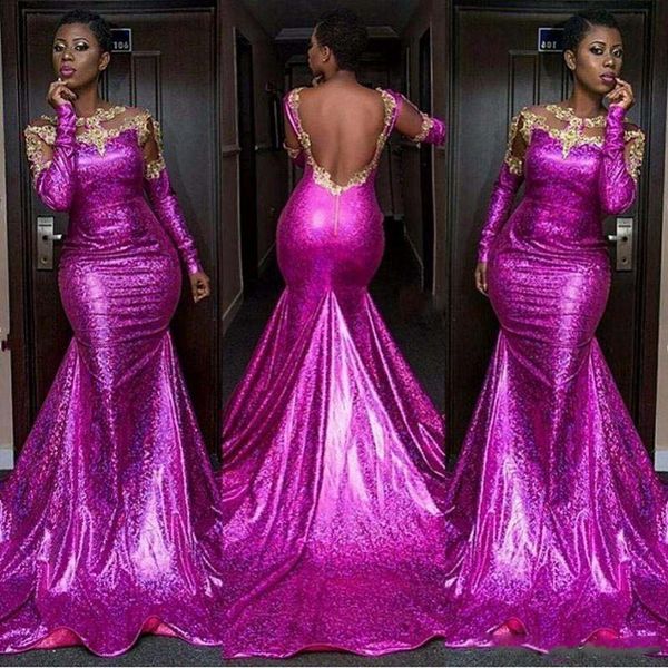 south african mermaid prom dresses sequined lace appliques evening gowns backless long sleeves formal party dress vestidos, Black
south african mermaid prom dresses sequined lace appliques evening gowns backless long sleeves formal party dress vestidos, Black
