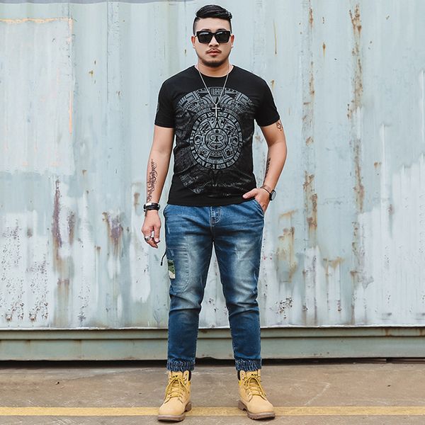 2018 spring fashion vintage men's ripped jeans hip hop streetwear destroyed print hole casual male trousers plus size 42 44 46, Blue
2018 spring fashion vintage men's ripped jeans hip hop streetwear destroyed print hole casual male trousers plus size 42 44 46, Blue