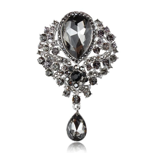 baiduqiandu brand vintage style black glass crystal teardrop brooches for women, Gray
baiduqiandu brand vintage style black glass crystal teardrop brooches for women, Gray