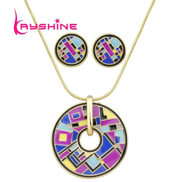 jewelry sets gold-color chain with purple blue red enamel geometric pattern round pendant maxi necklace and lovely stud earrings, Silver
jewelry sets gold-color chain with purple blue red enamel geometric pattern round pendant maxi necklace and lovely stud earrings, Silver