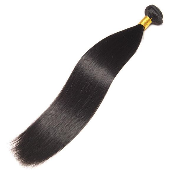 

elibess silky straight hair 3 or 4pcs virgin human hair extensions r 100g one piece hair bundle free, Black