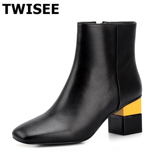 women mid calf boots pumps selling sapatos femininos autumn square heels 6.5 cm zipper woman casual shoes, Black
women mid calf boots pumps selling sapatos femininos autumn square heels 6.5 cm zipper woman casual shoes, Black