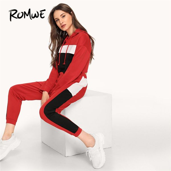 romwe sport red long sleeve colorblock hooded pullover women jogging suits 2018 sportswear hoodie drawstring hat with pants, Black;blue
romwe sport red long sleeve colorblock hooded pullover women jogging suits 2018 sportswear hoodie drawstring hat with pants, Black;blue