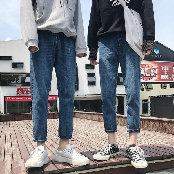 2018 autumn fashion self-cultivation bound feet denim jeans nine part tide solid color slim youth casual cowboy pants 26-31, Blue
2018 autumn fashion self-cultivation bound feet denim jeans nine part tide solid color slim youth casual cowboy pants 26-31, Blue