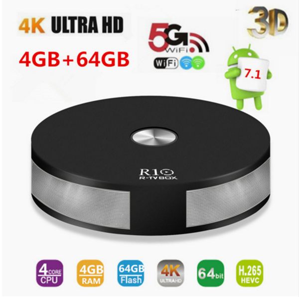 

R10 2GB RAM 16GB ROM Smart Android 9 TV Box RK3328 Quad Core 2.4G&5G Wifi 1000M LAN BT 4.1 4K VP9 H.265 HDR10 4K Media Playe