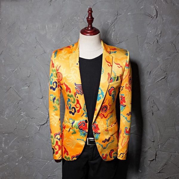 2018 brand tide mens golden chinese style dragon pattern digital print suit jacket wedding party nightclub stage blazer, White;black
2018 brand tide mens golden chinese style dragon pattern digital print suit jacket wedding party nightclub stage blazer, White;black