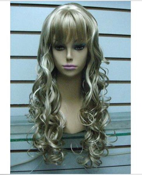 new style long blonde mix girl wigs for women hair wig, Black;brown